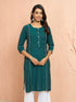 Women's Green Cotton Ikkat Kurta